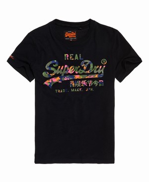 Superdry Vintage Logo Layered Camo Férfi Pólók Fekete | UIDFL9052